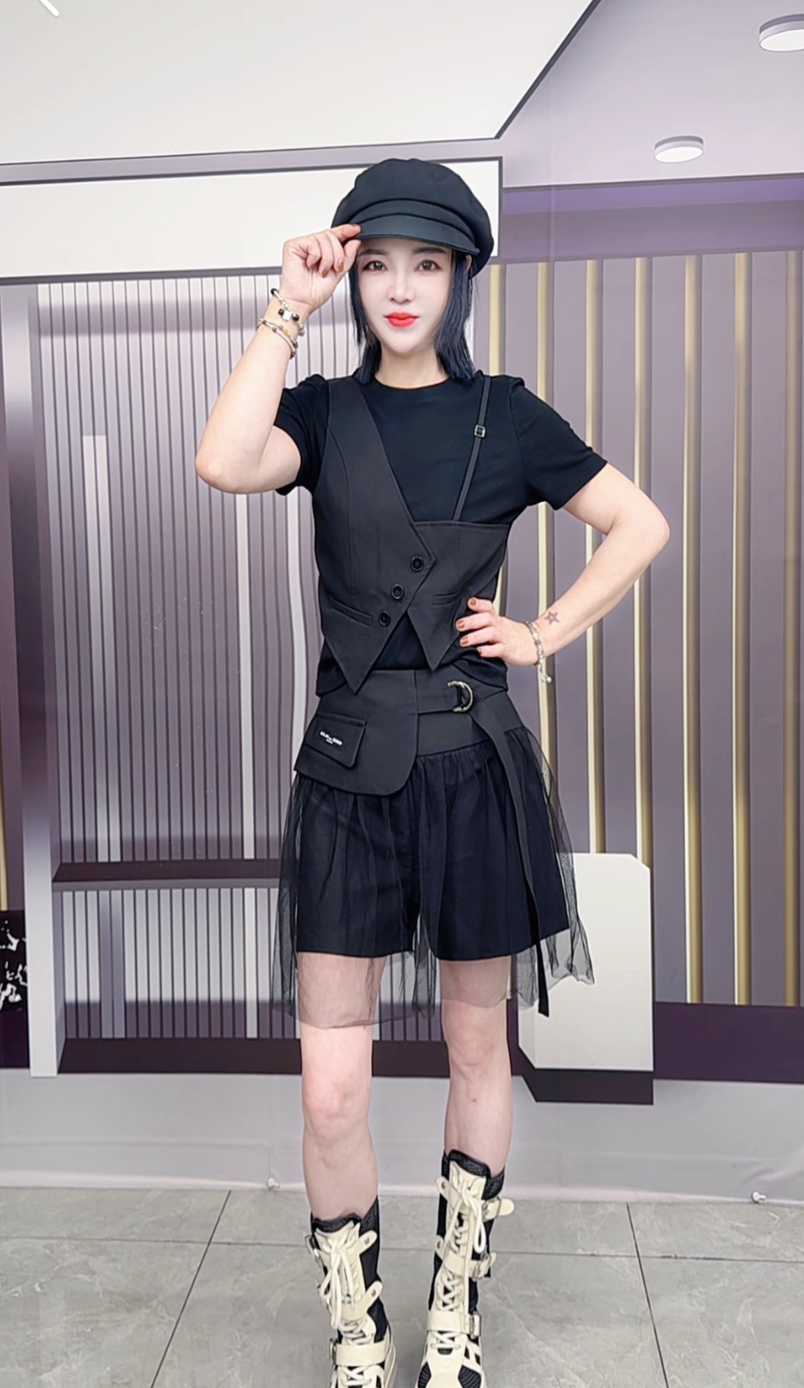 阿珍服饰店新款时尚百搭纱短裙裤#00139