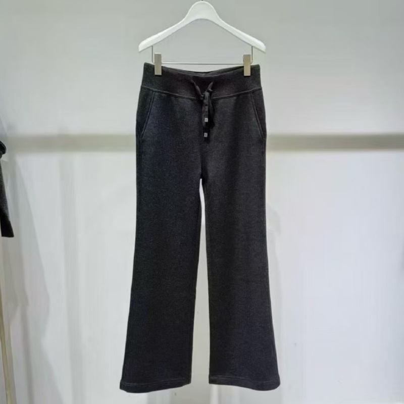 MM商场同款2025冬季新款高腰抽绳显瘦弹力加绒休闲微喇长裤女4461