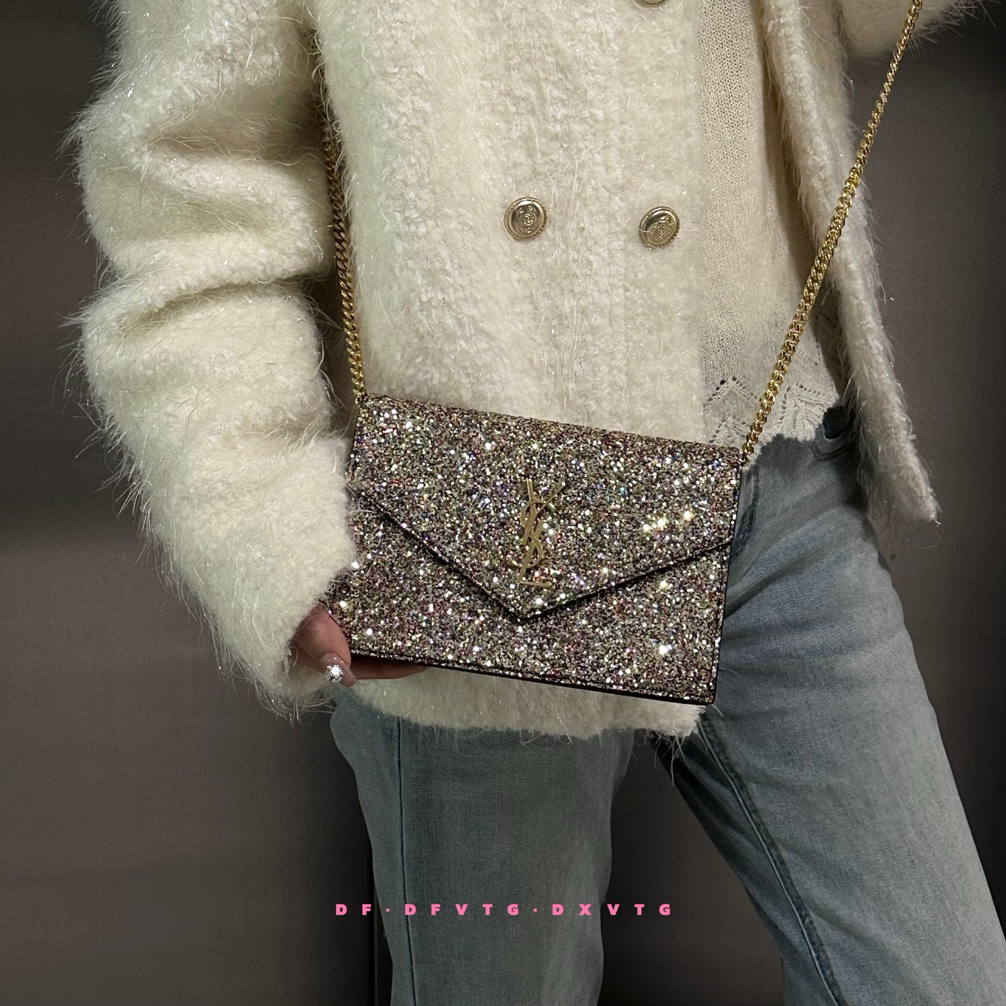 95新 YSL/圣罗兰 ysl晚宴亮片斜挎包（成色一般