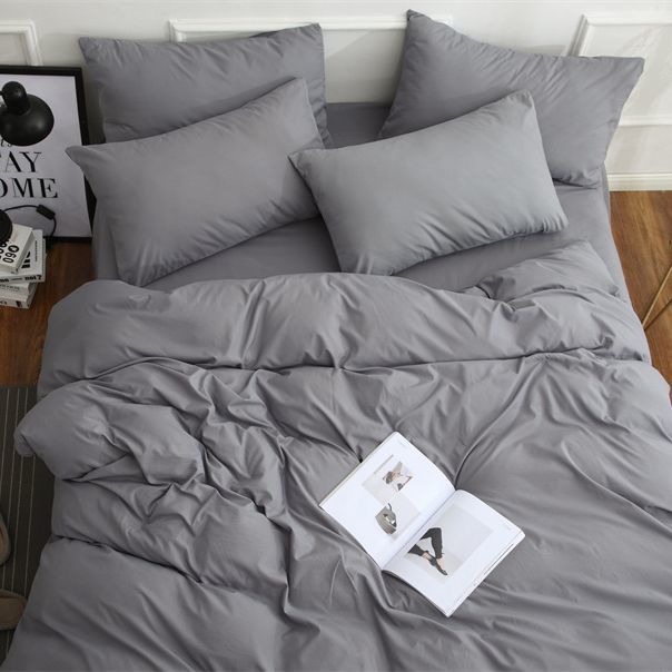 ins纯色水洗四件套简约床单床上用品被套学生宿舍宿舍三件套