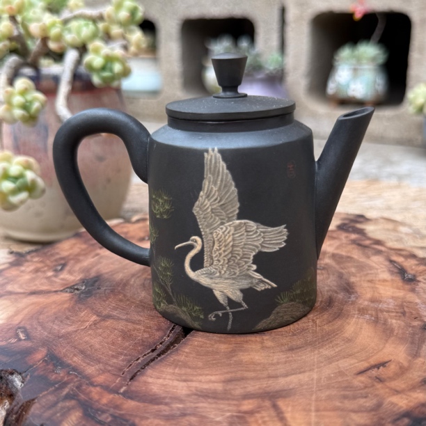 【陶点茶YUN】建水紫陶小容量80cc泥绘网孔精美小巧纯手工紫陶壶