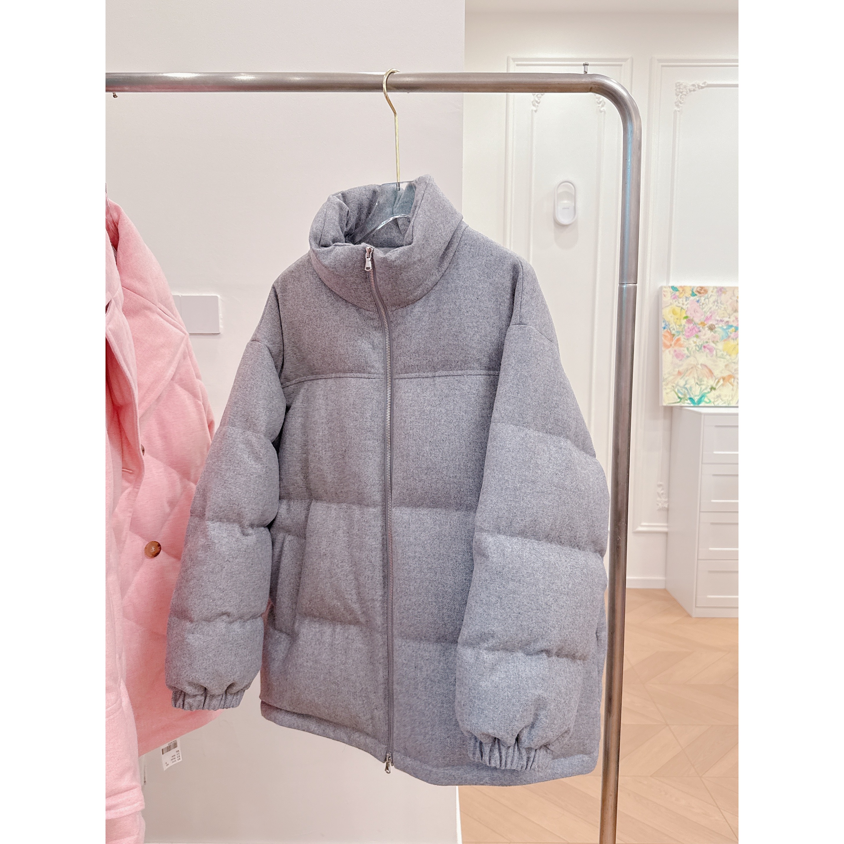 25秋冬新品皖西大白鹅鹅绒服梭织山羊绒鹅绒服羽绒服超保暖灰色