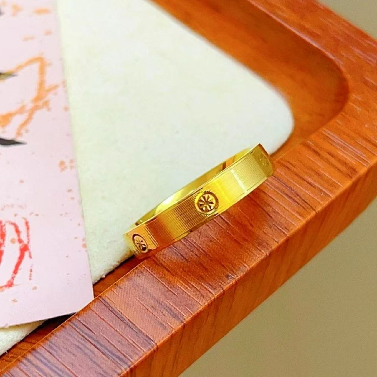 【金缘】 米字拉丝高颜值素圈戒指FG353