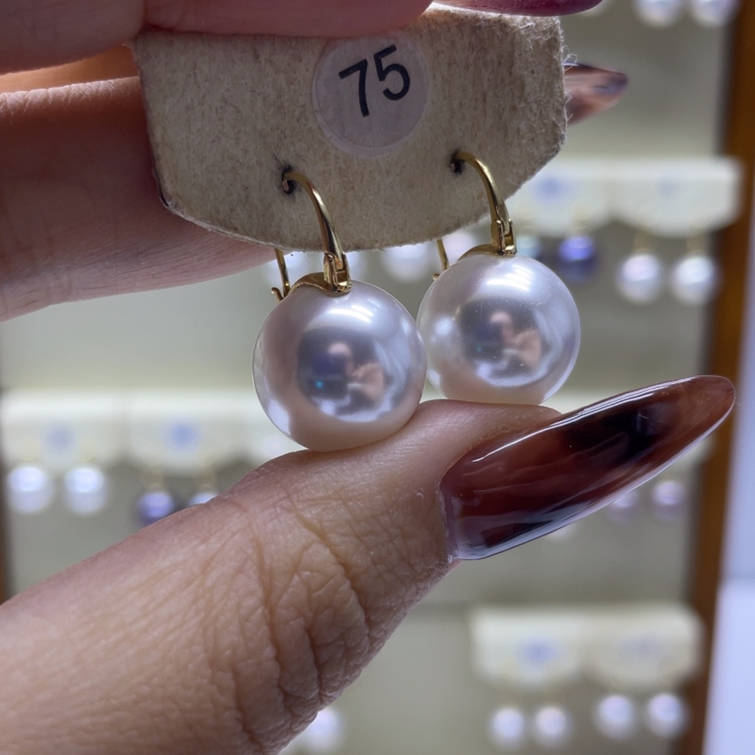 淡水珍珠耳饰18K金镶嵌