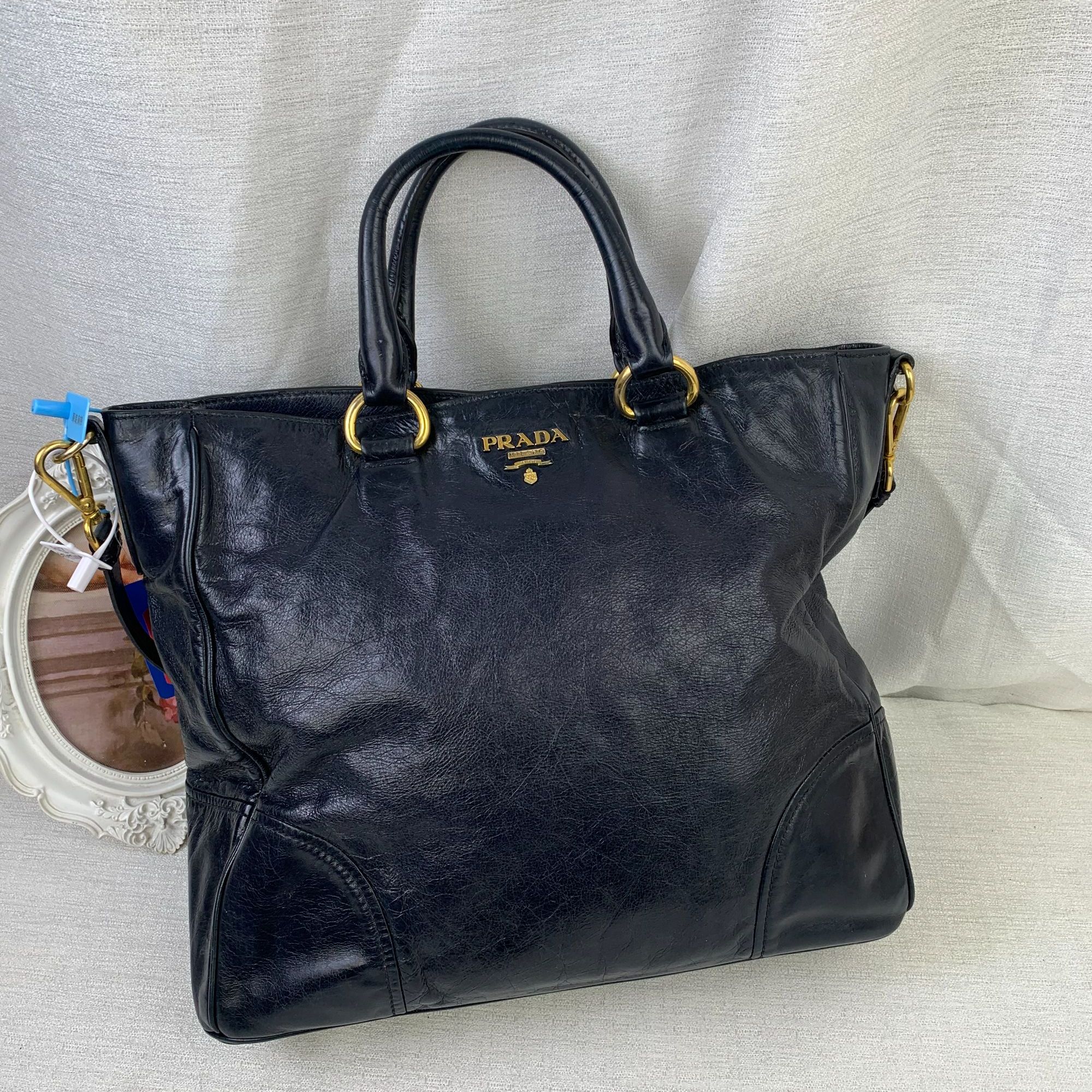 95新 Prada/普拉达 墨蓝色手提单肩包/AR11122325/2325