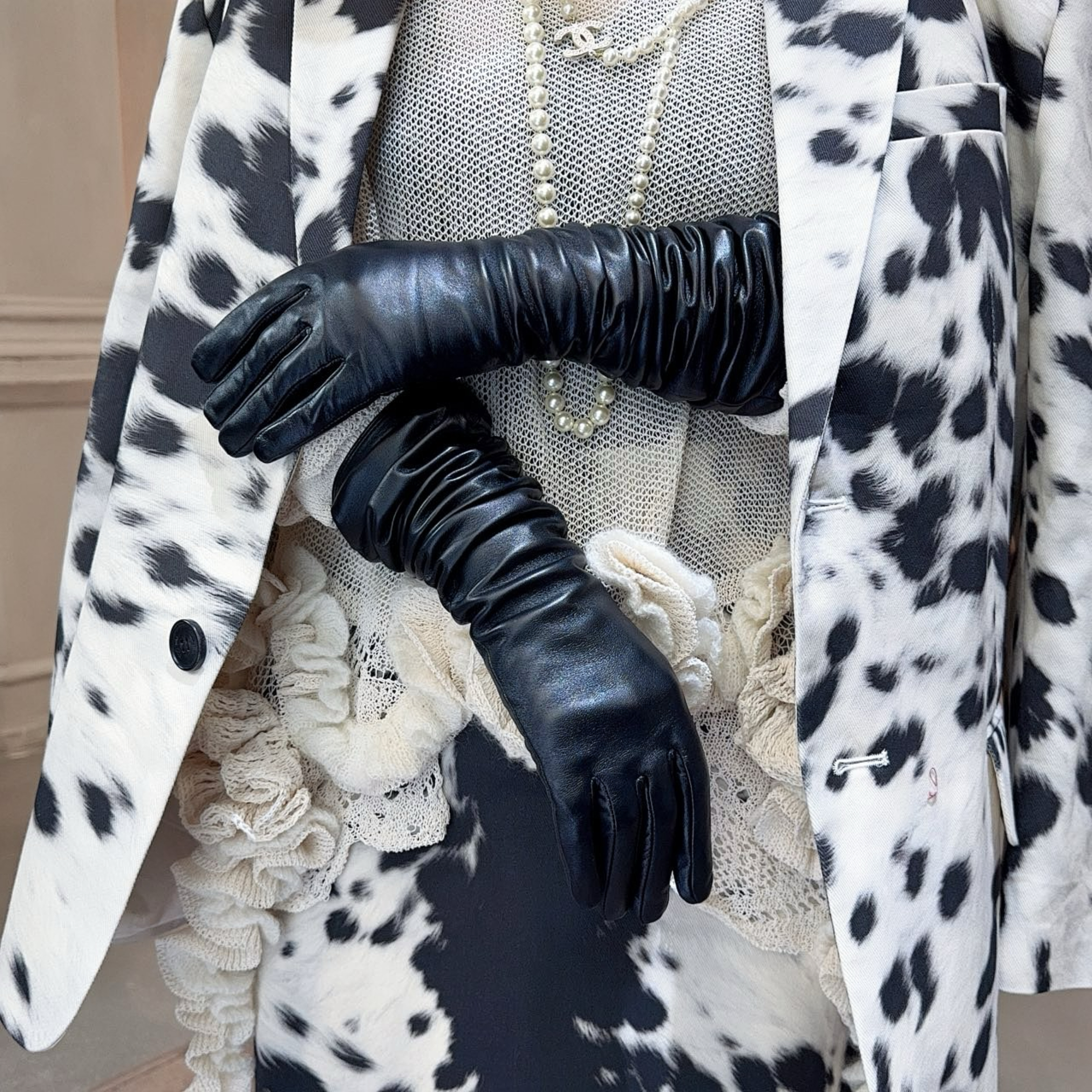 【顾文婷专属】eonniya 老钱风高级质感复古长款小羊皮手套