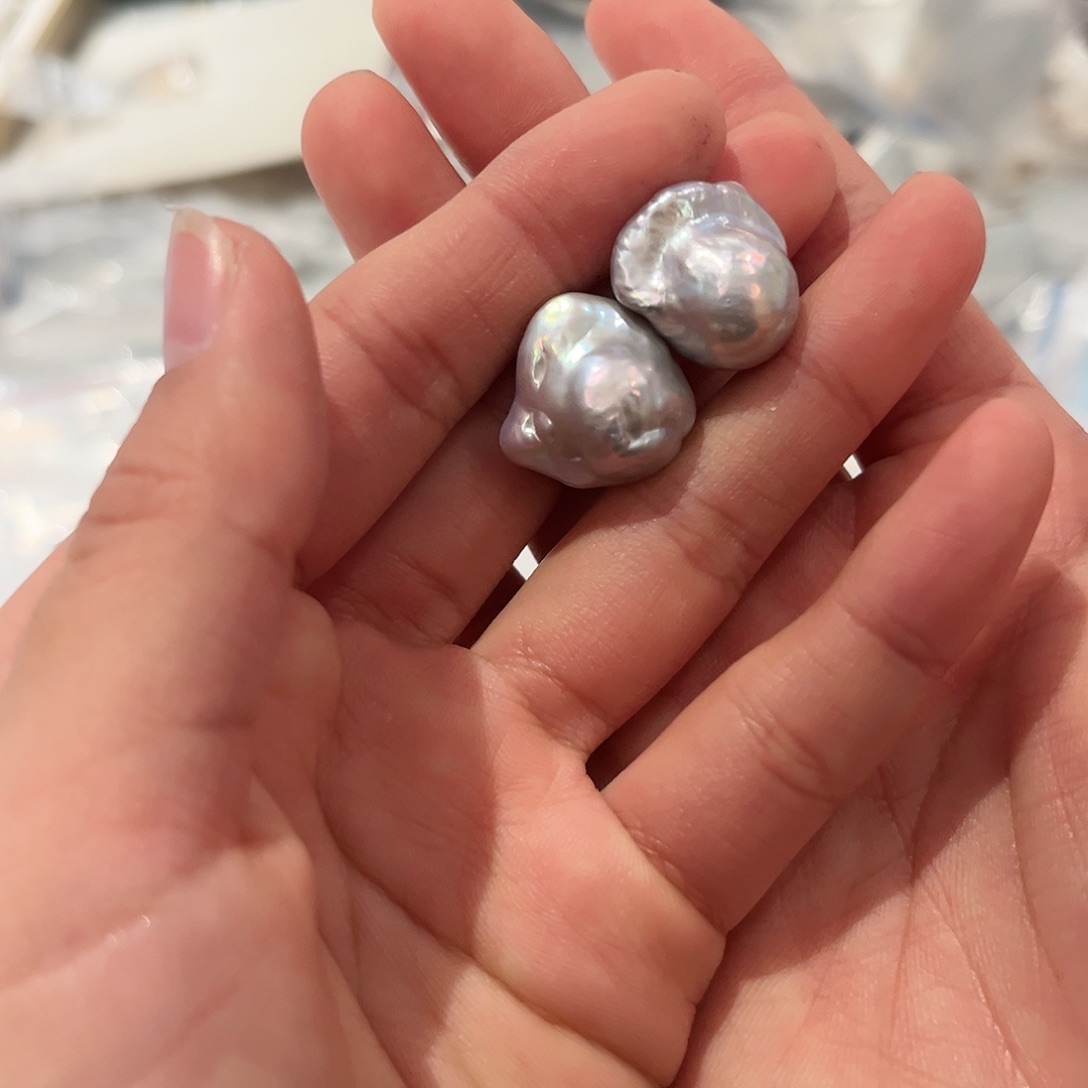 淡水珍珠耳饰银S925镶嵌