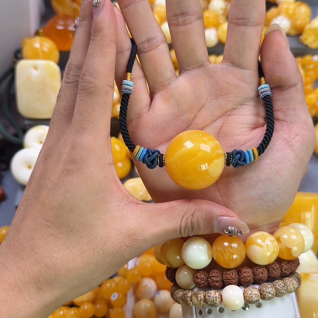 琥珀珠宝奇石未镶嵌锁骨33mm