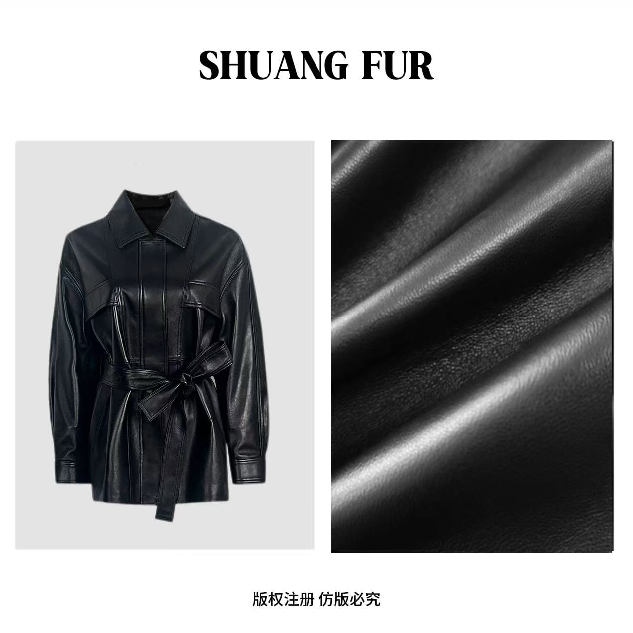 秋季新款真皮绵羊皮设计款中长款真皮羊皮皮衣外套2548-Wwan