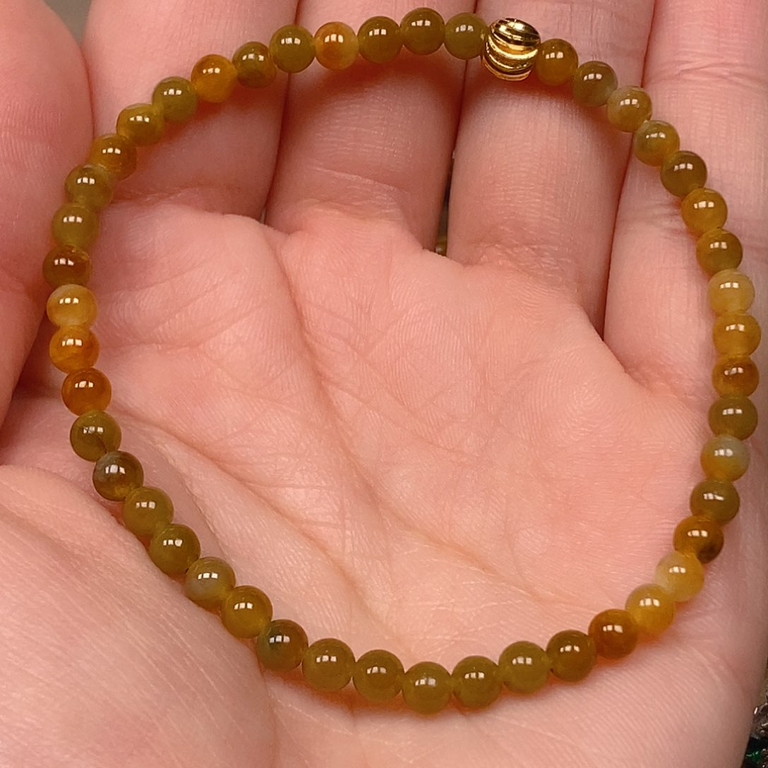 翡翠手串未镶嵌黄翡手串