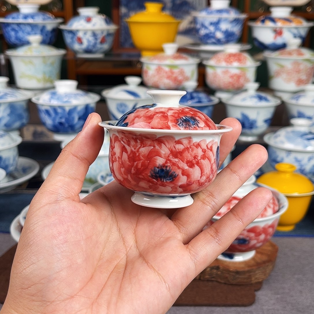 杯子牡丹花迷你宝宝盖碗（50cc).       