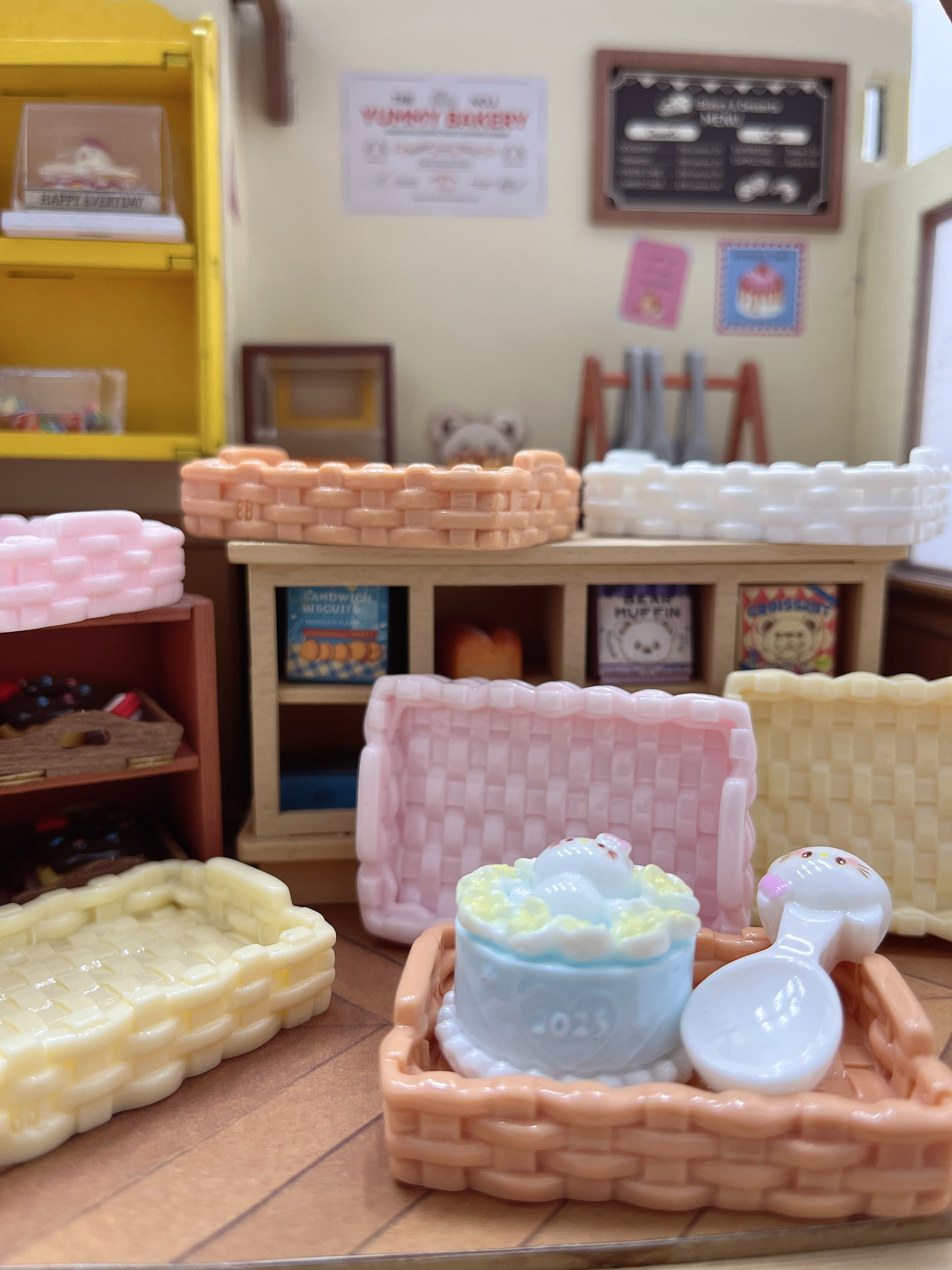 【彬彬定制-编织筐】卡通树脂筐食玩diy配件摆件树脂底托树脂盘子