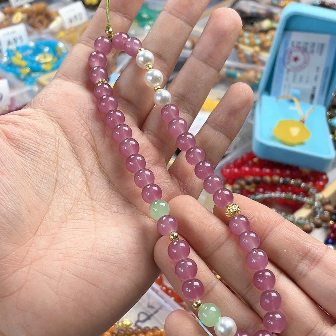 玉髓手饰银S925镀金镶嵌