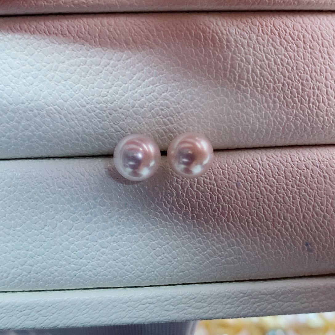 18K金镶嵌耳饰海水珍珠7-7.5