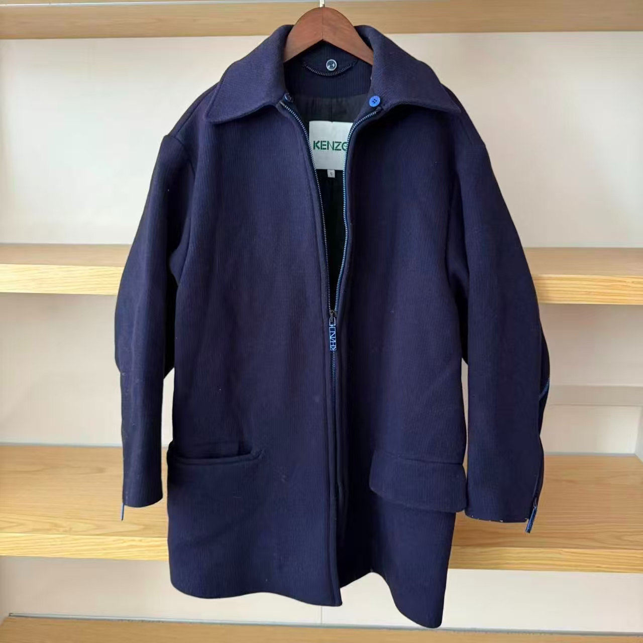 99新 KENZO/肯佐 二手奢侈品Kenzo 深蓝色大衣 h988