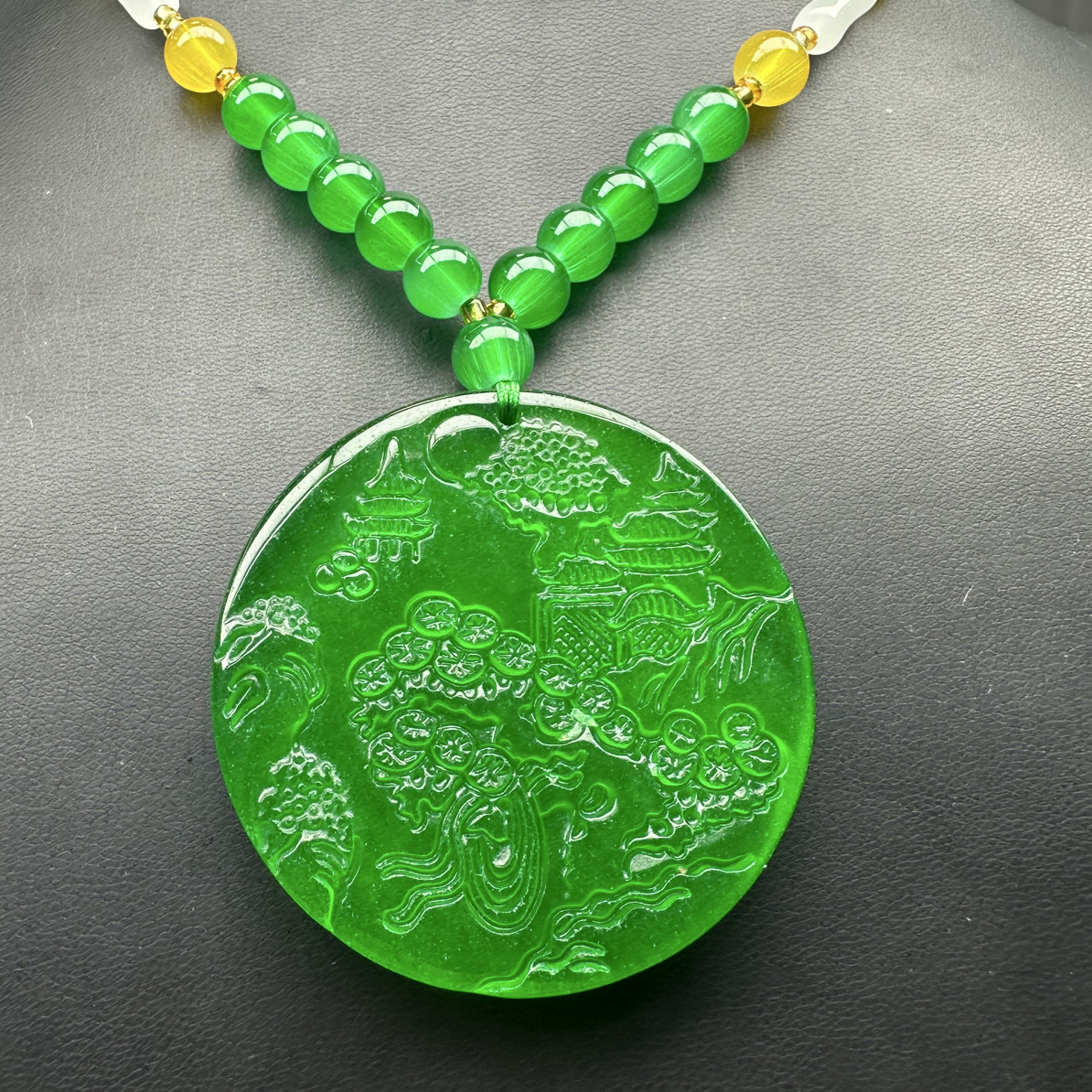 ｛老三高端甄选｝ Dsj23绿色圆牌山水