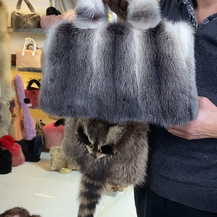 娃叔皮草水貂毛变色貂毛方包