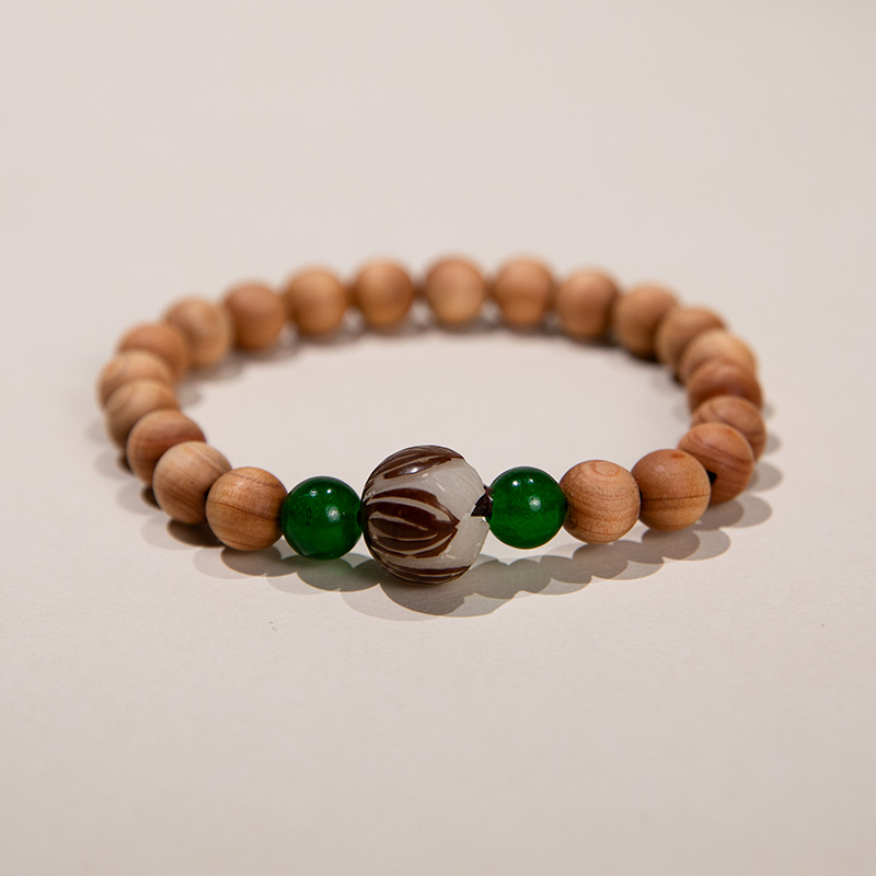 柏木0.8带皮莲花绿珠民族风手串 -w ESCX568