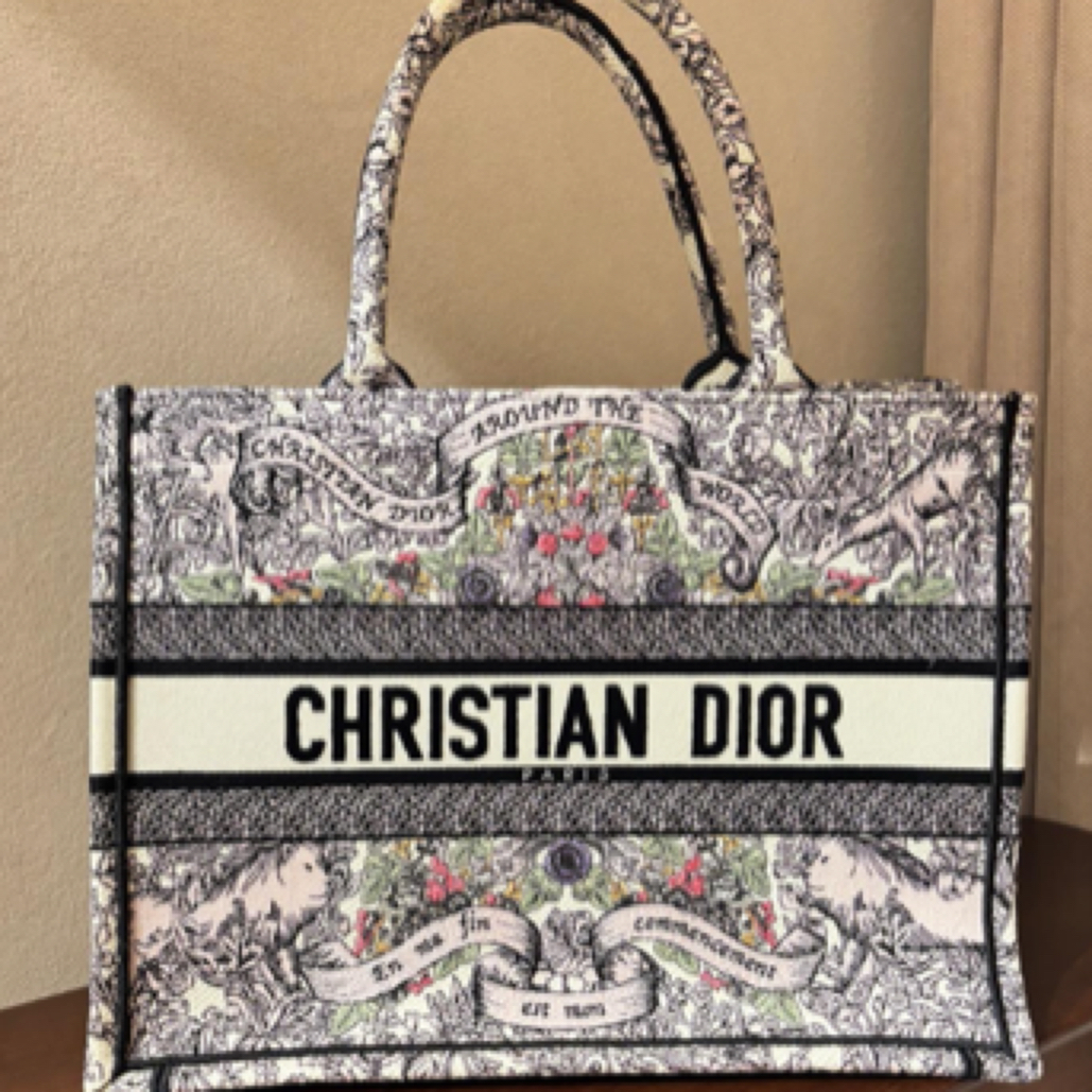 99新 DIOR/迪奥 彩色星星花朵系列托特包 中号