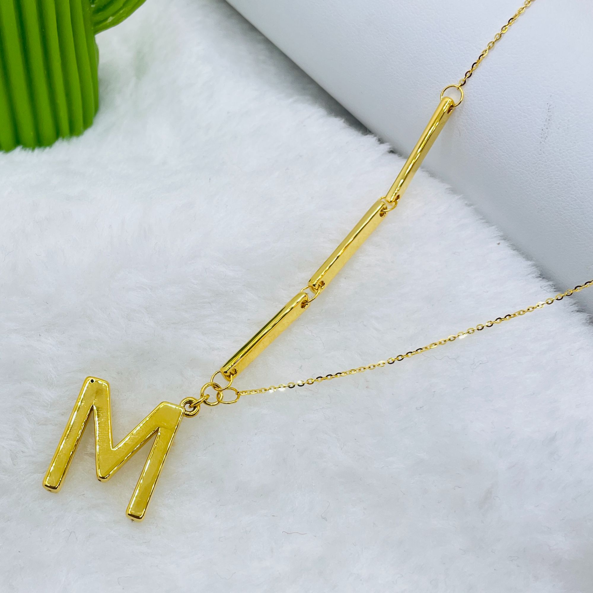 足金5D工艺 字母M套链 G