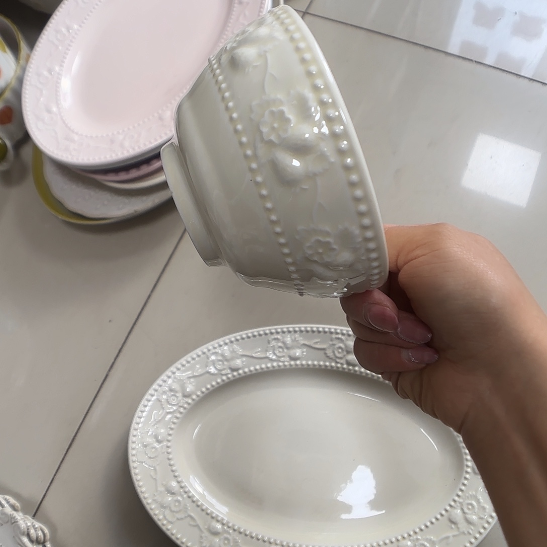 瓷片瑕疵特价陶瓷米饭碗4个