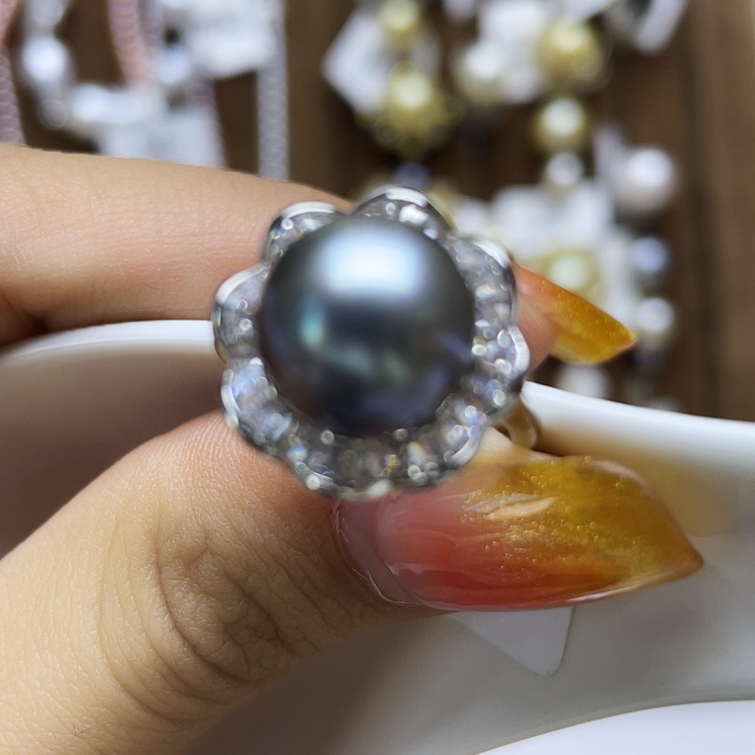 海水珍珠银S925镶嵌戒圈