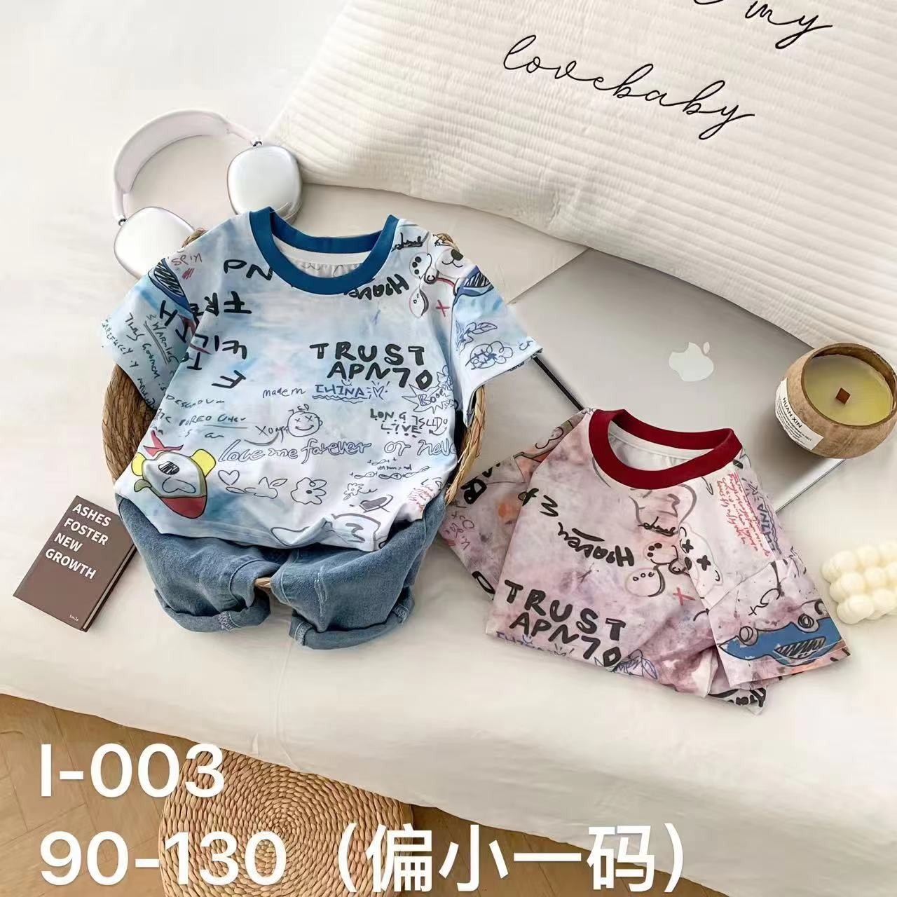 l-003印花圆领短袖T恤（蓝色）