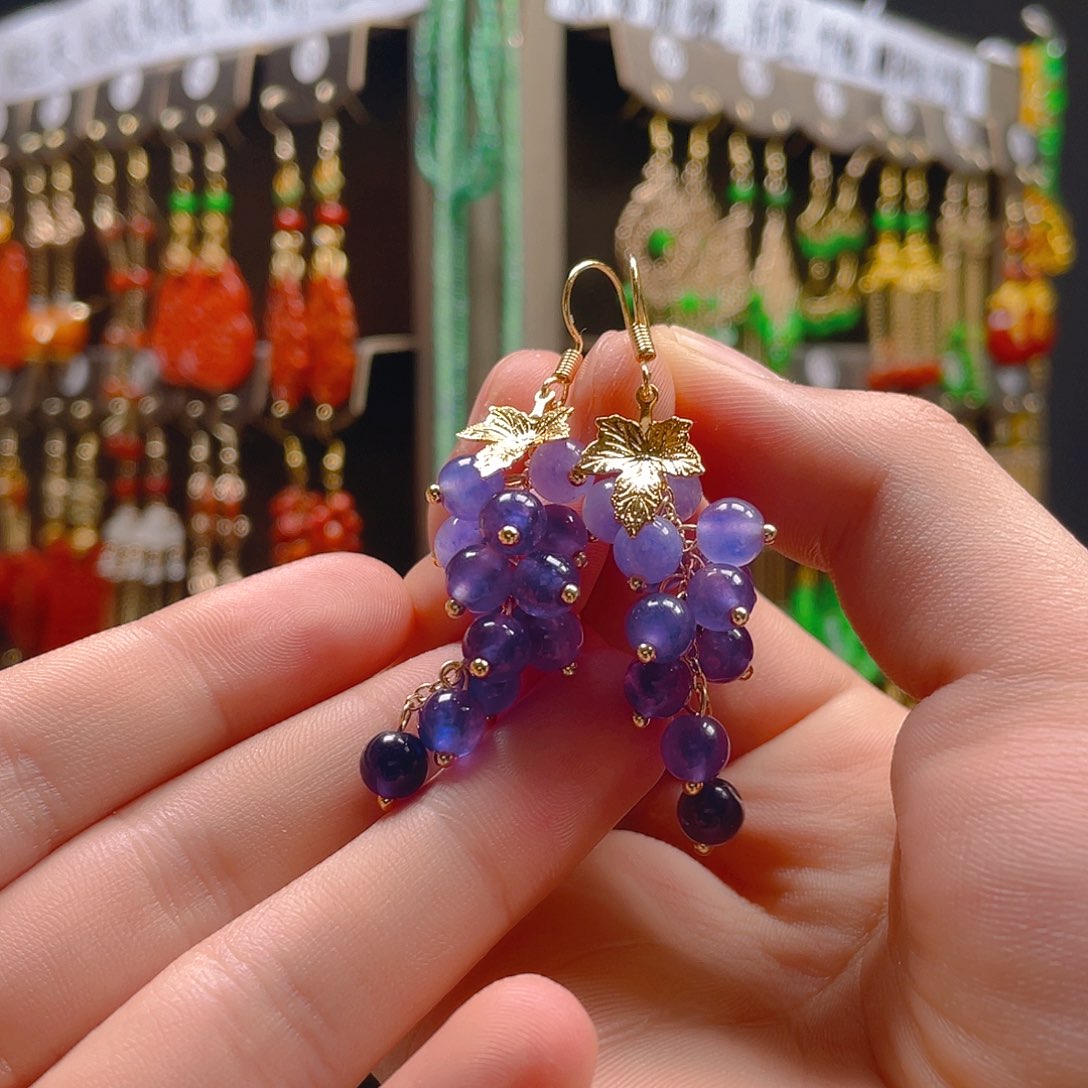 玛瑙/玉髓耳饰合金