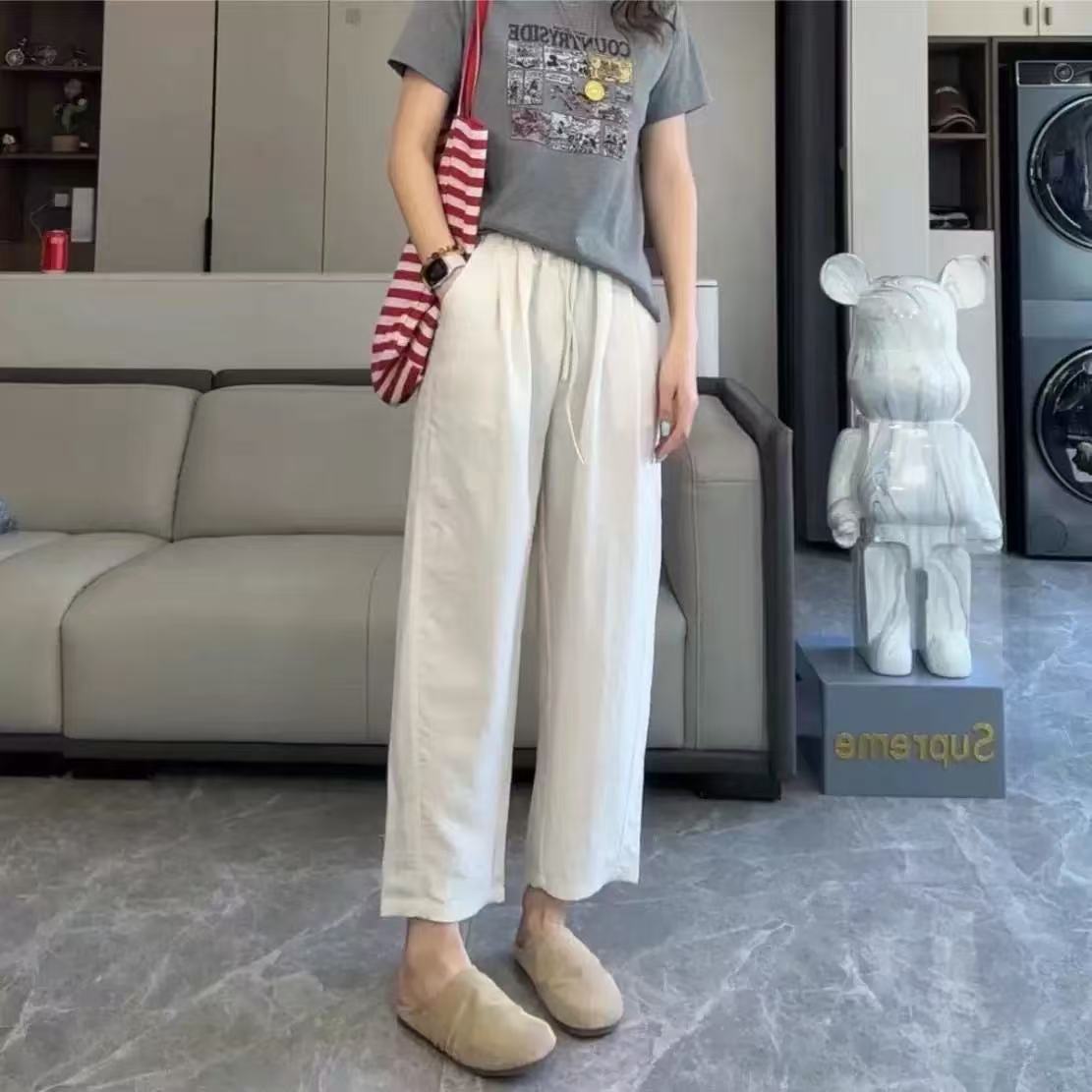 【现货＋运费险】莱赛尔天丝九分裤纯色无弹力百搭休闲裤薄款显瘦