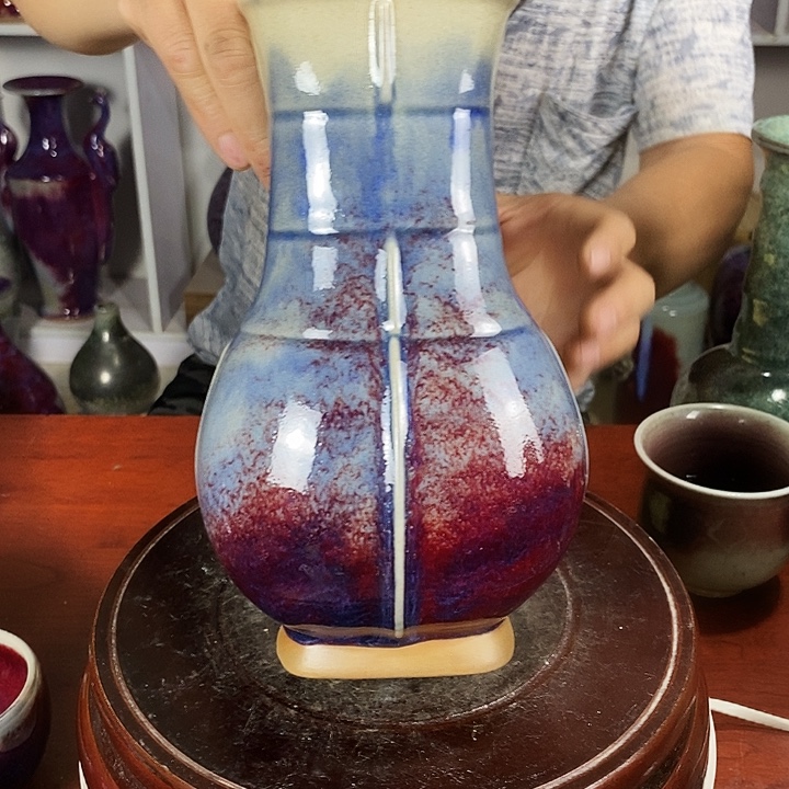 瓷片尚峰钧窑作品摆件