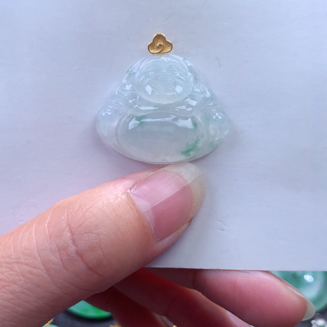 翡翠吊坠(不含链)18K金镶嵌