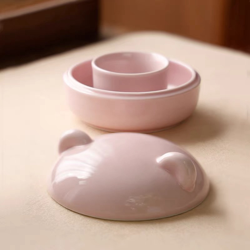 无上斋·小熊砚火锅陶瓷砚【桃粉色】 1个