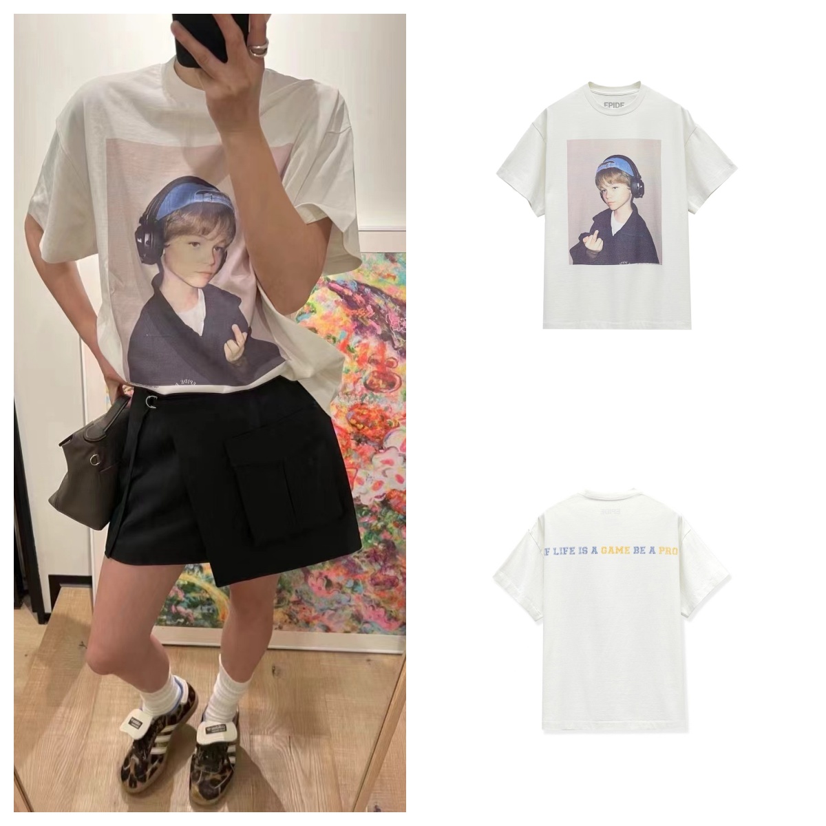 Epide Prefab Leo Tee 中指Leo小李子人像复古圆筒短袖 