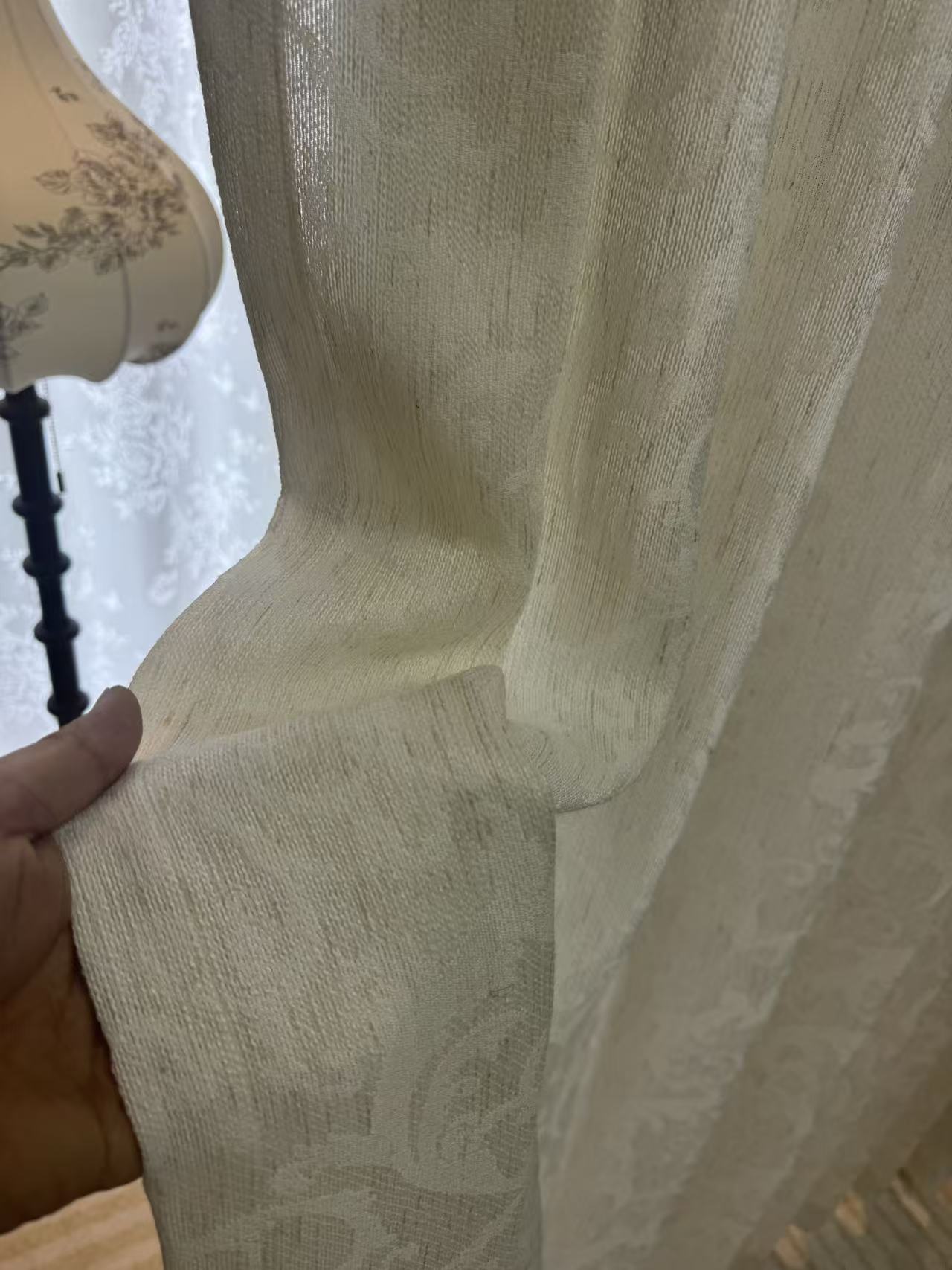 【粗麻欧花纱】窗帘纱帘透光不透人欧式卧室客厅纱