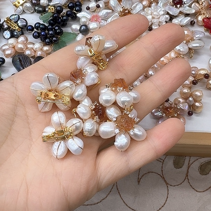 淡水珍珠发饰银S925镶嵌