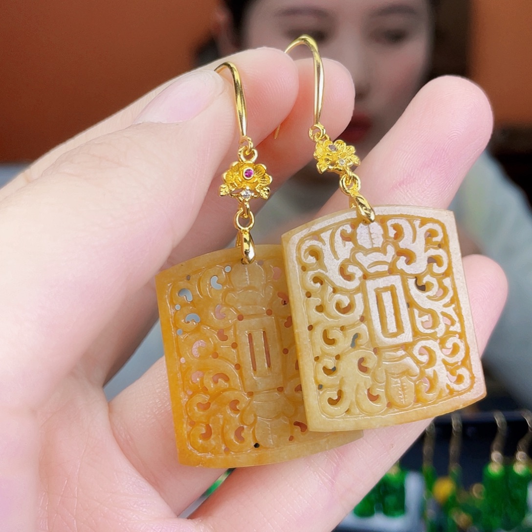 翡翠未镶嵌耳饰饰品