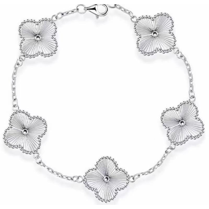 【高奢V金】银色镭射五花镀K金草草手链