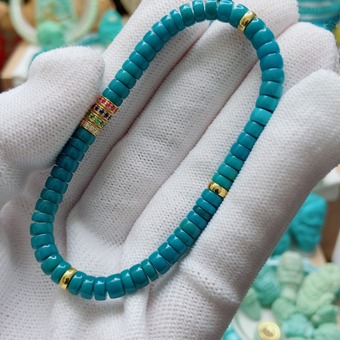绿松石18K金镶嵌手串