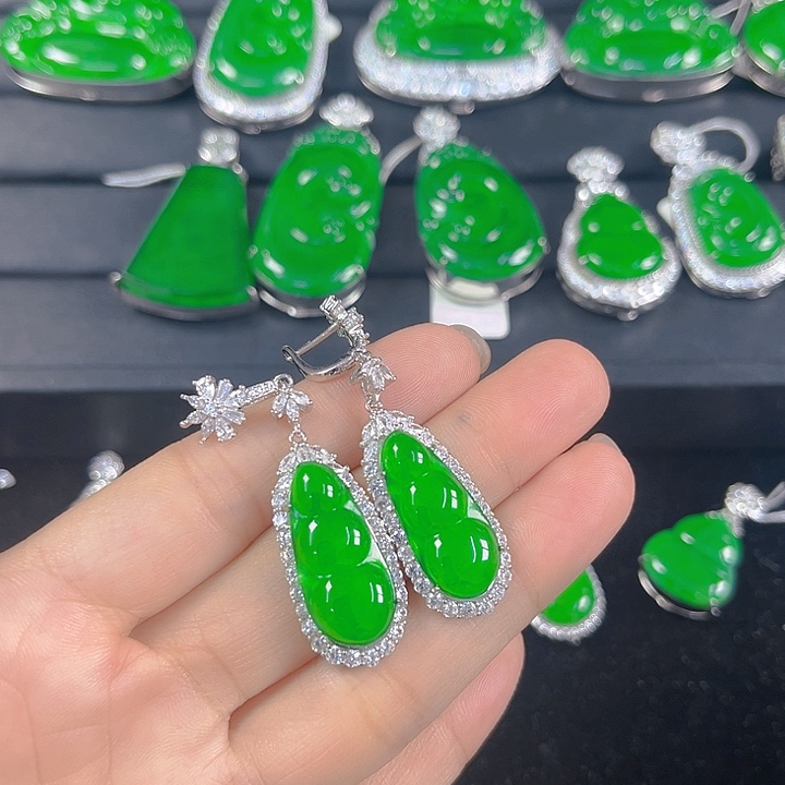 吊坠(不含链)银S925镶嵌翡翠