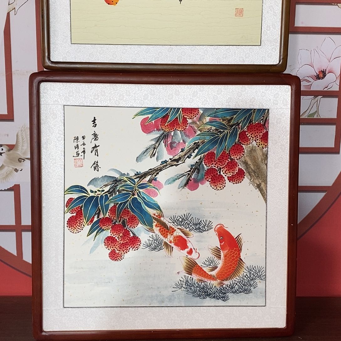 国画带框尺寸63✖️63手绘包邮