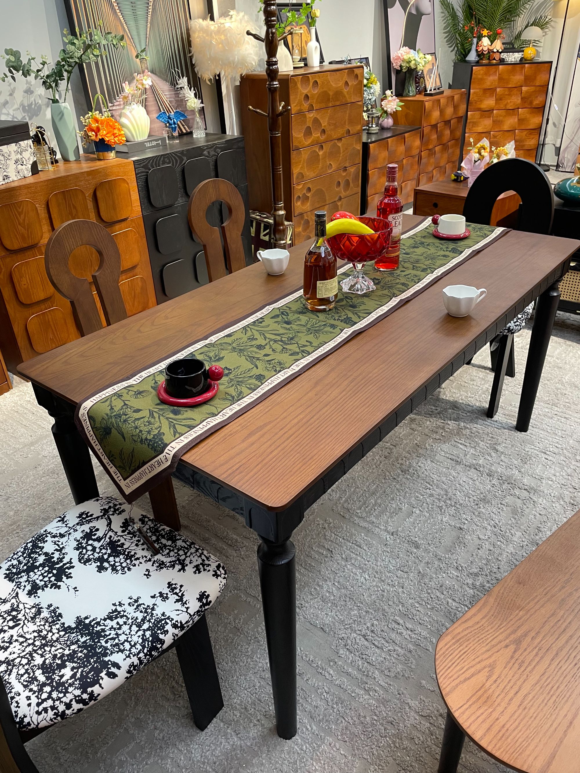 古风阳台创意客厅简约新中式实木餐桌长桌法式复古长方形桌子家用