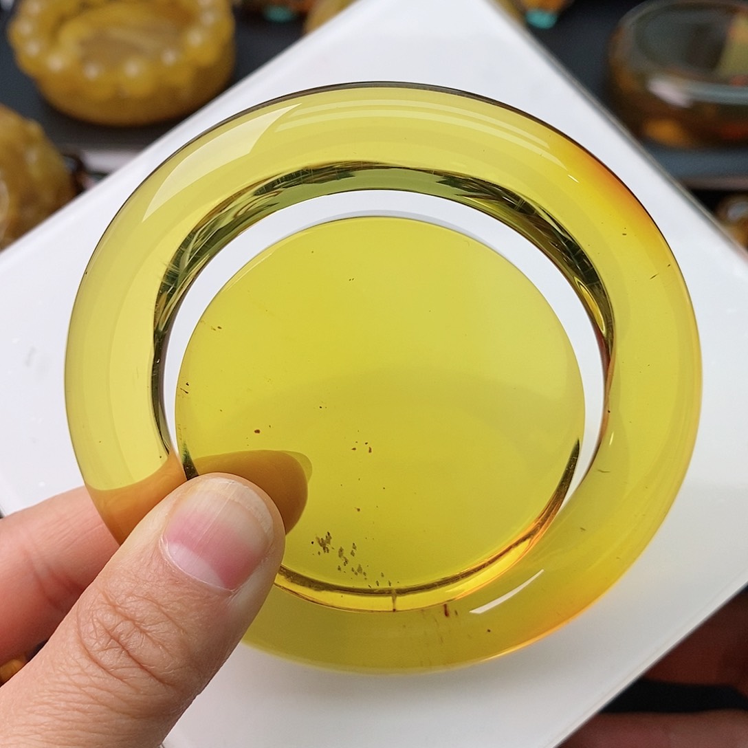 琥珀手镯未镶嵌老矿茶珀带血珀手镯古典时尚简约大气