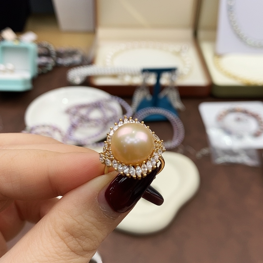 戒指淡水珍珠银S925镶嵌