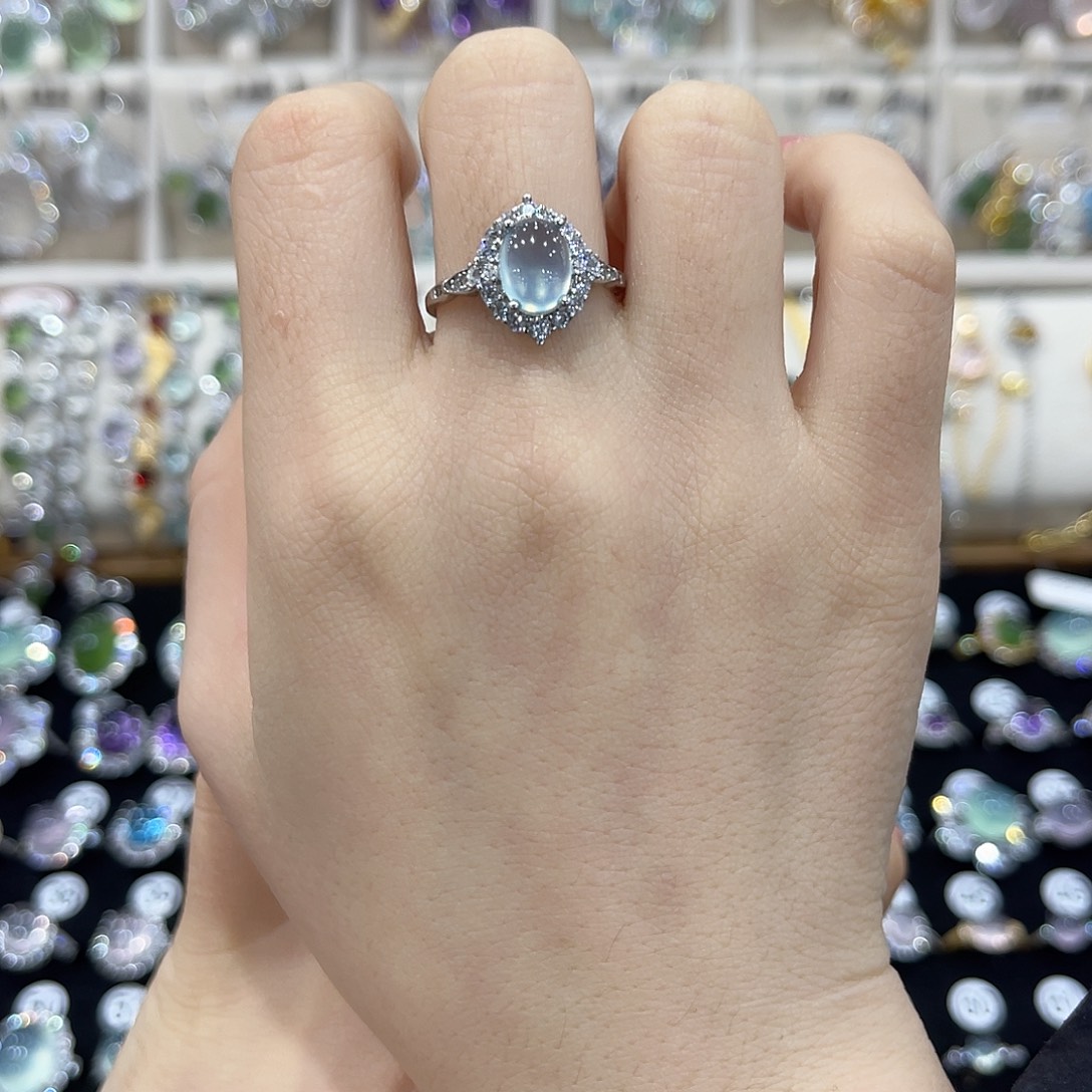 l***o蛇纹石玉银S925镶嵌戒指