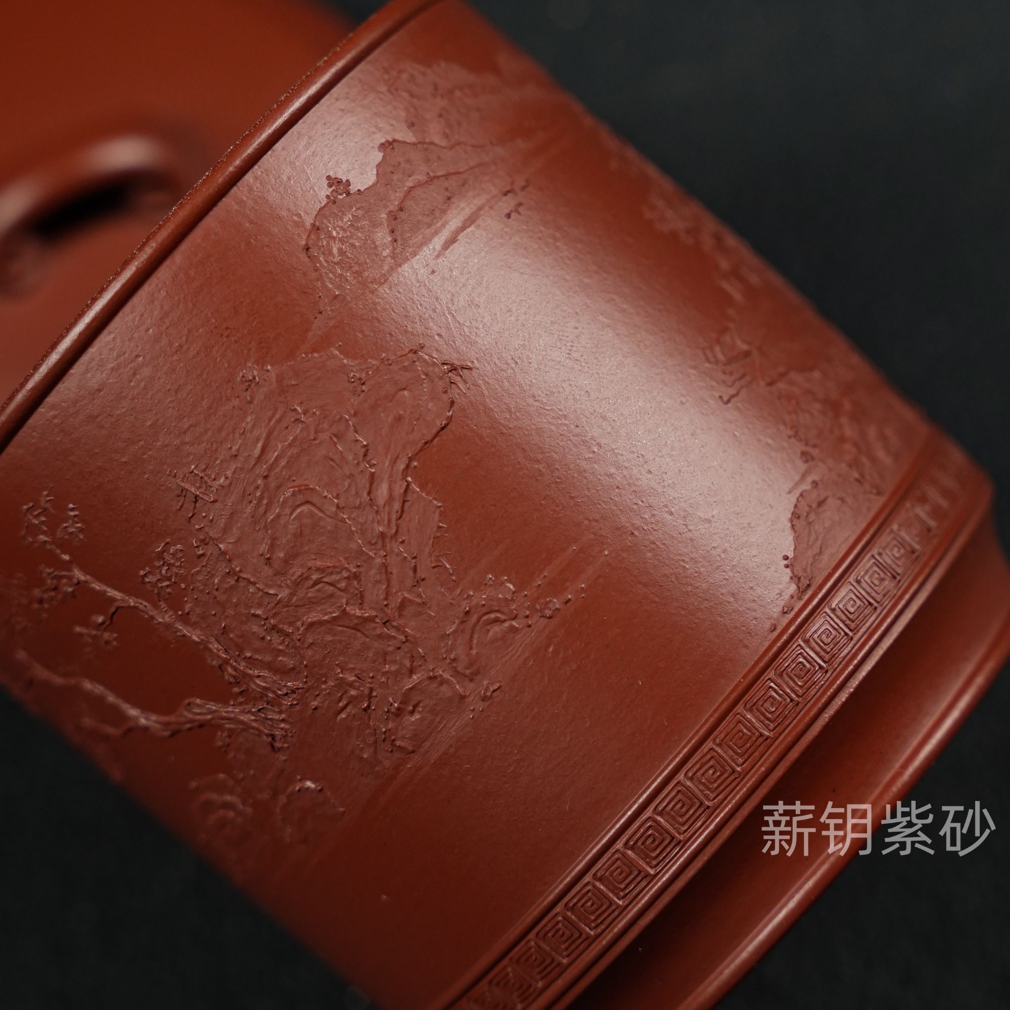 朱泥刻绘如意盖杯预售