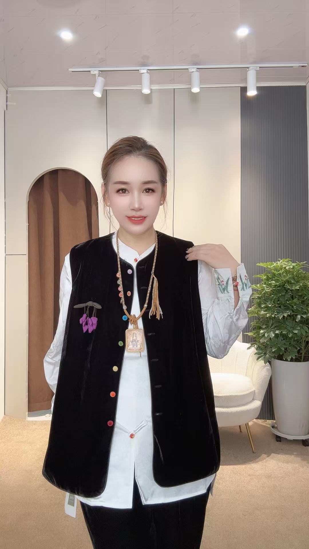 网红时尚新中式百搭中国风马夹上衣872