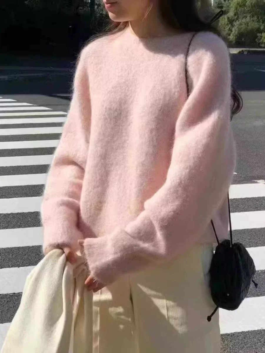 毛针织衫长袖冬季套头毛衣慵懒风常规款百搭宽松时尚打底衫