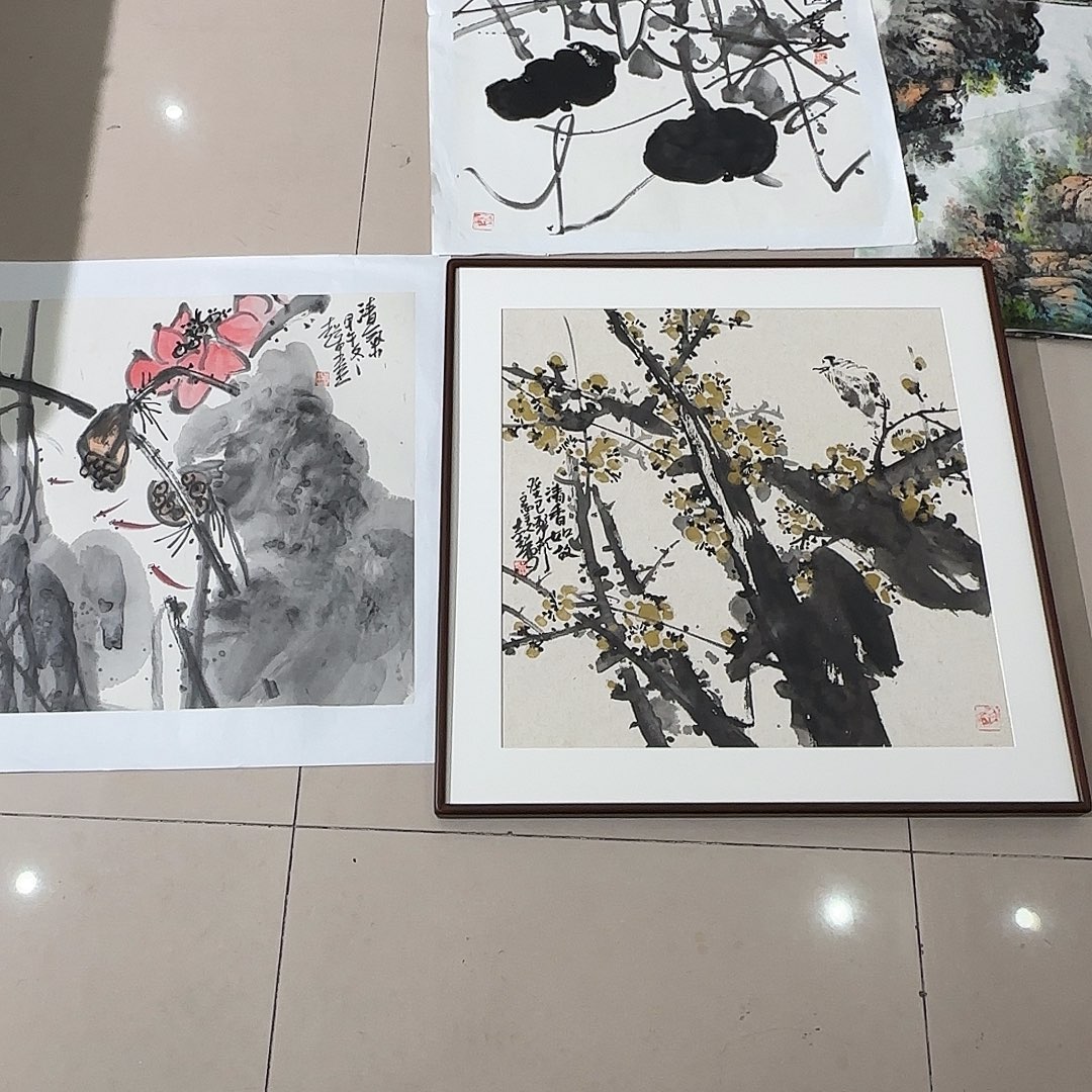 山***、国画郑志超精品带框3张