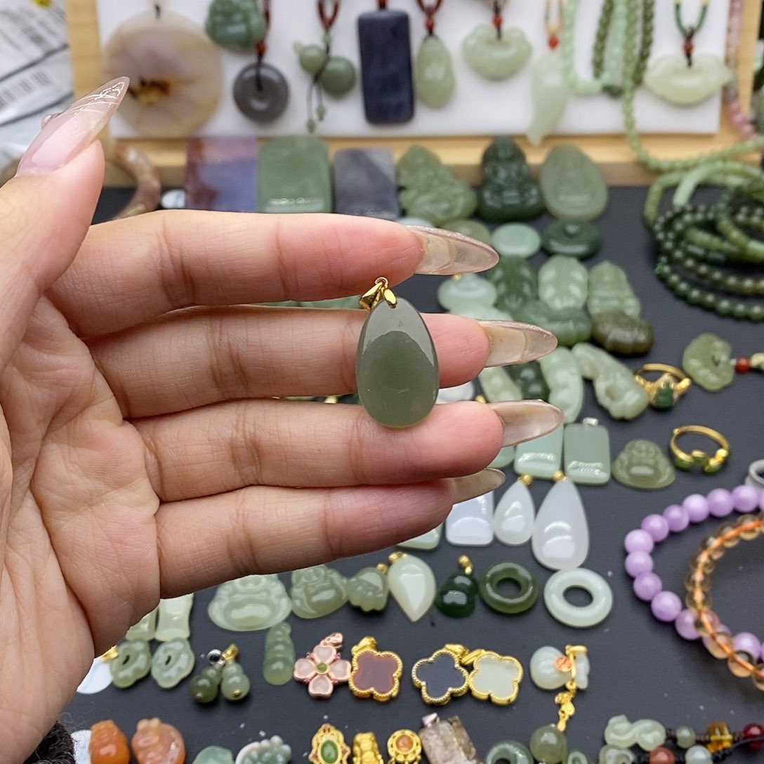 和田玉吊坠(不含链)银S925镶嵌