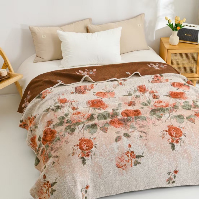 （锦上添花）200*230cm高端轻奢雨露麻多功能床盖亲肤透气